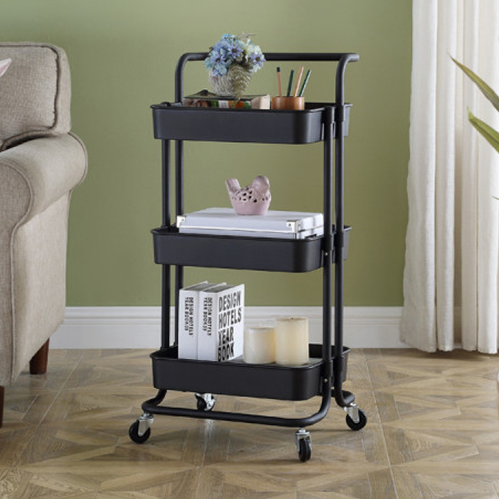 Three Layer Carbon Steel Kitchen Trolley