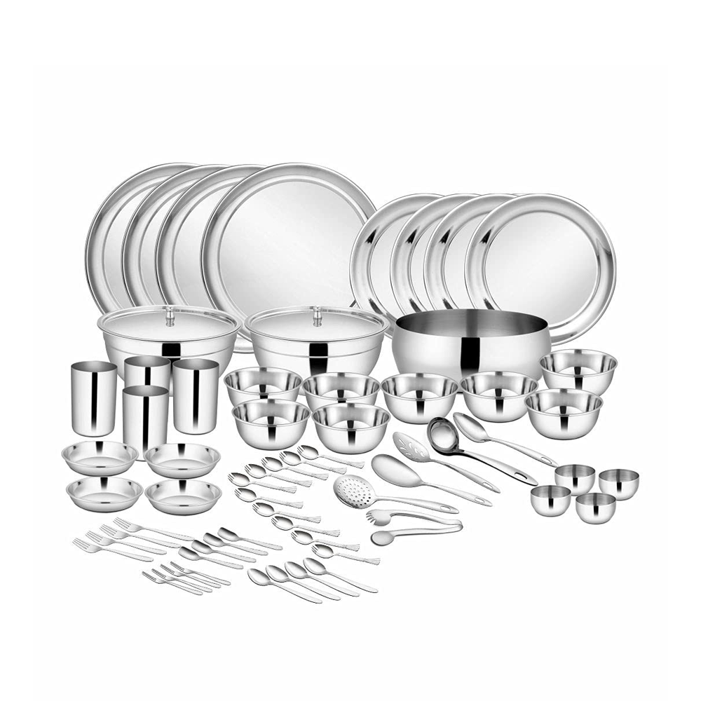 Set of 65 Pcs Stainless Steel Premium Dinner Set - Silver