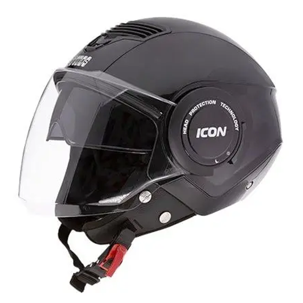 ICON Half Face Bike Helmet - Solid Black