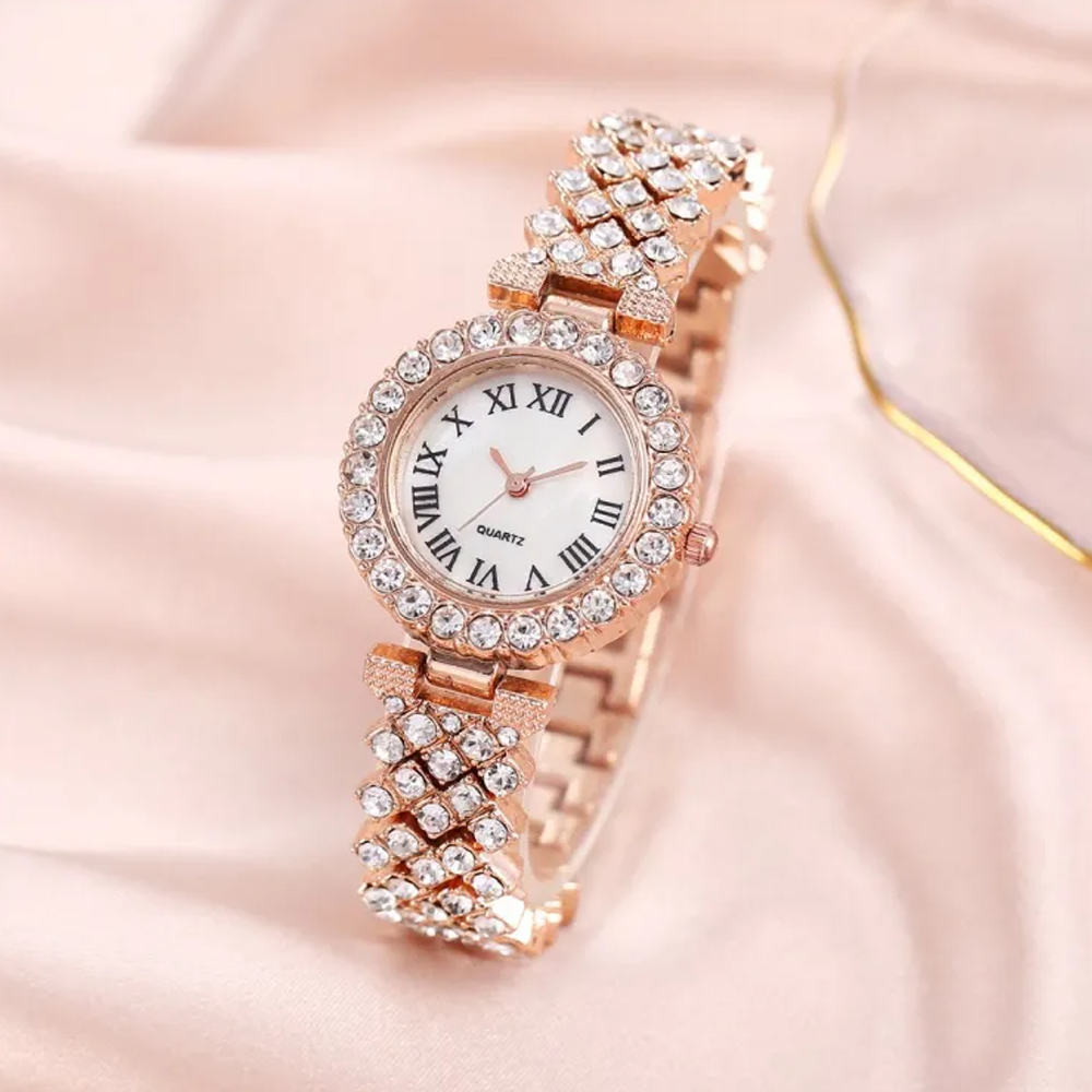 Stainless Steel Quartz Watch for Women - Rose Golden