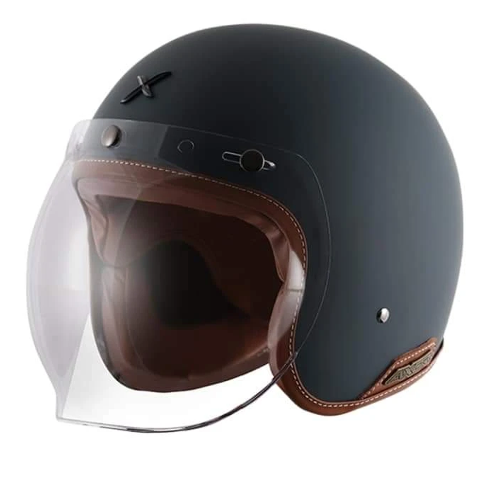 AXZOR Retro Half Face Bike Helmet - Matt Black