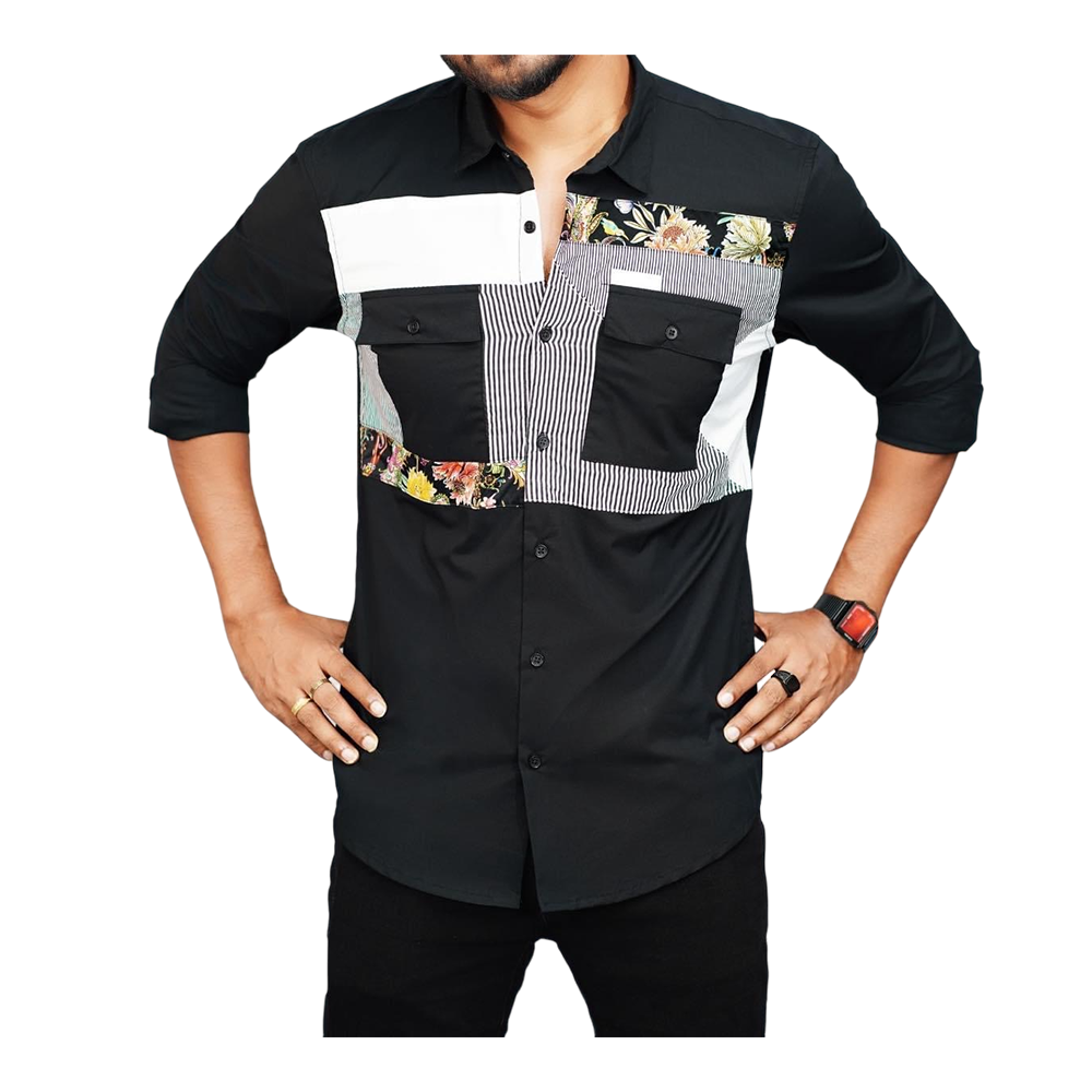 Cotton Full Sleeve Casual Shirt For Men - Black - CS-01