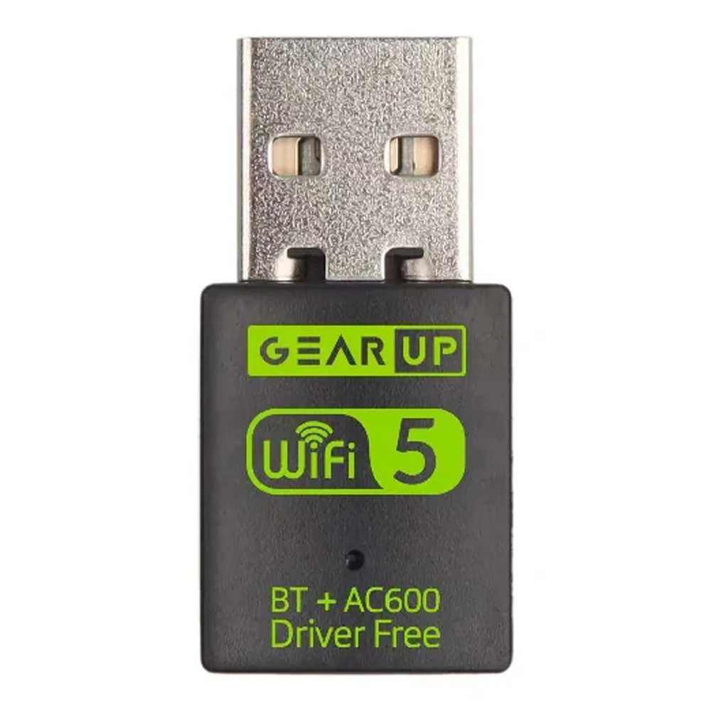 GearUP 600Mbps Dual Band WiFi With Bluetooth Adapter - Black