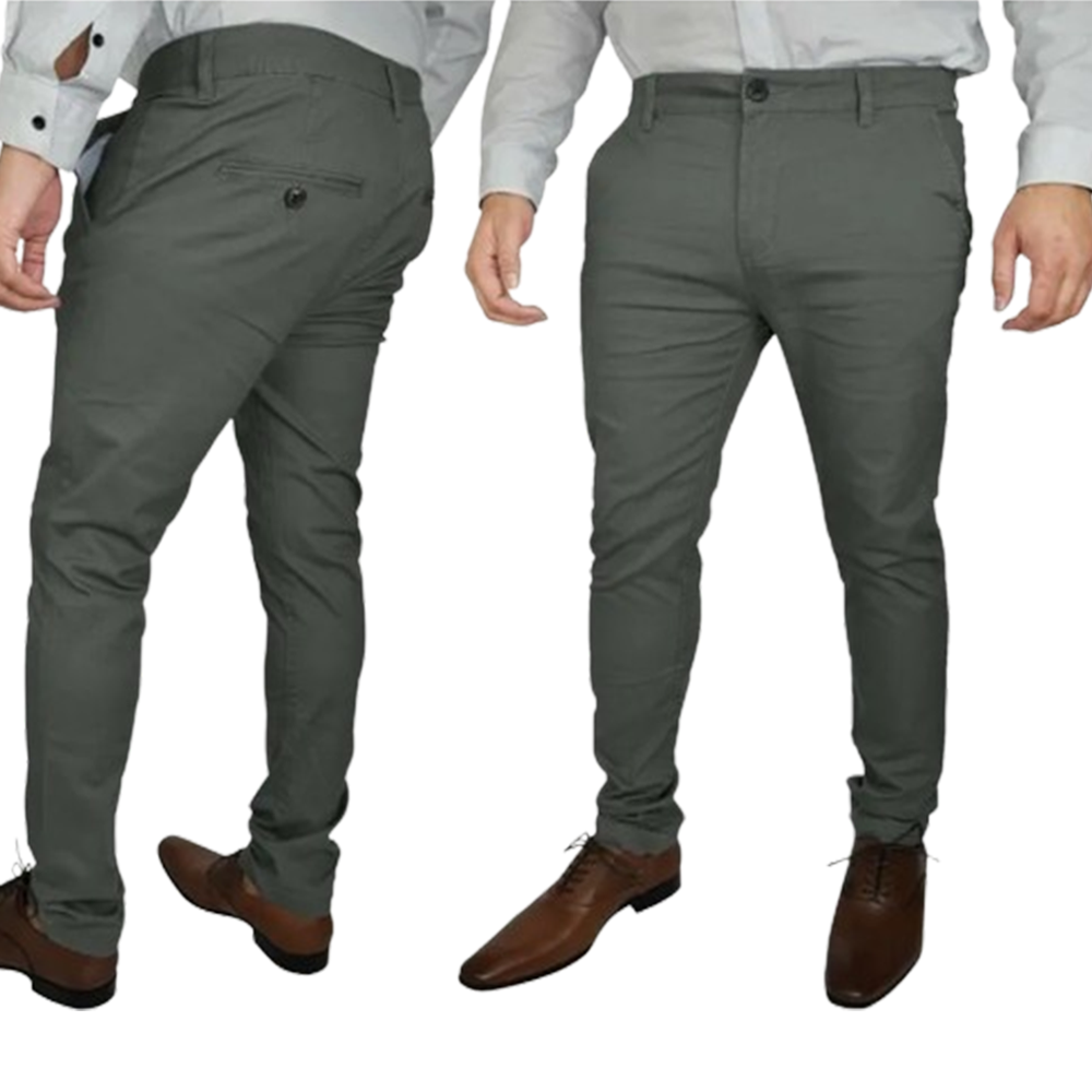 Cotton Semi Stretched Chinos Gabardine Pant For Men - Light Ash - PGS002