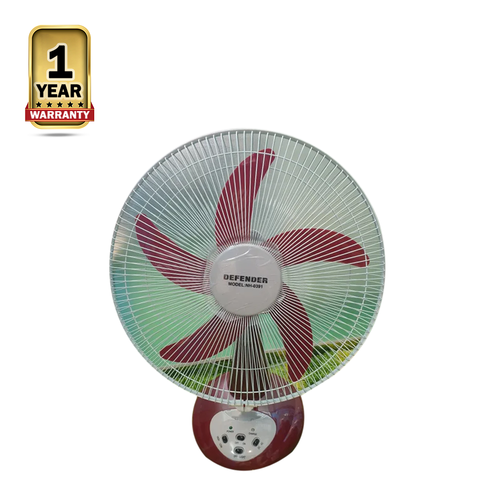 Defender Kennede 2916 Multi-Function Rechargeable Fan - 16 Inch - Red