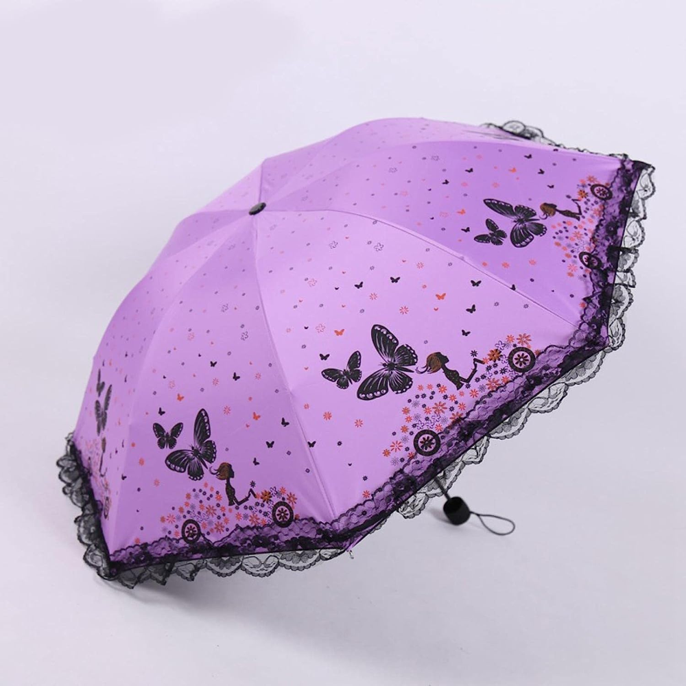 Atlas Elegant Anti UV Sunshade Print Umbrella - Purple