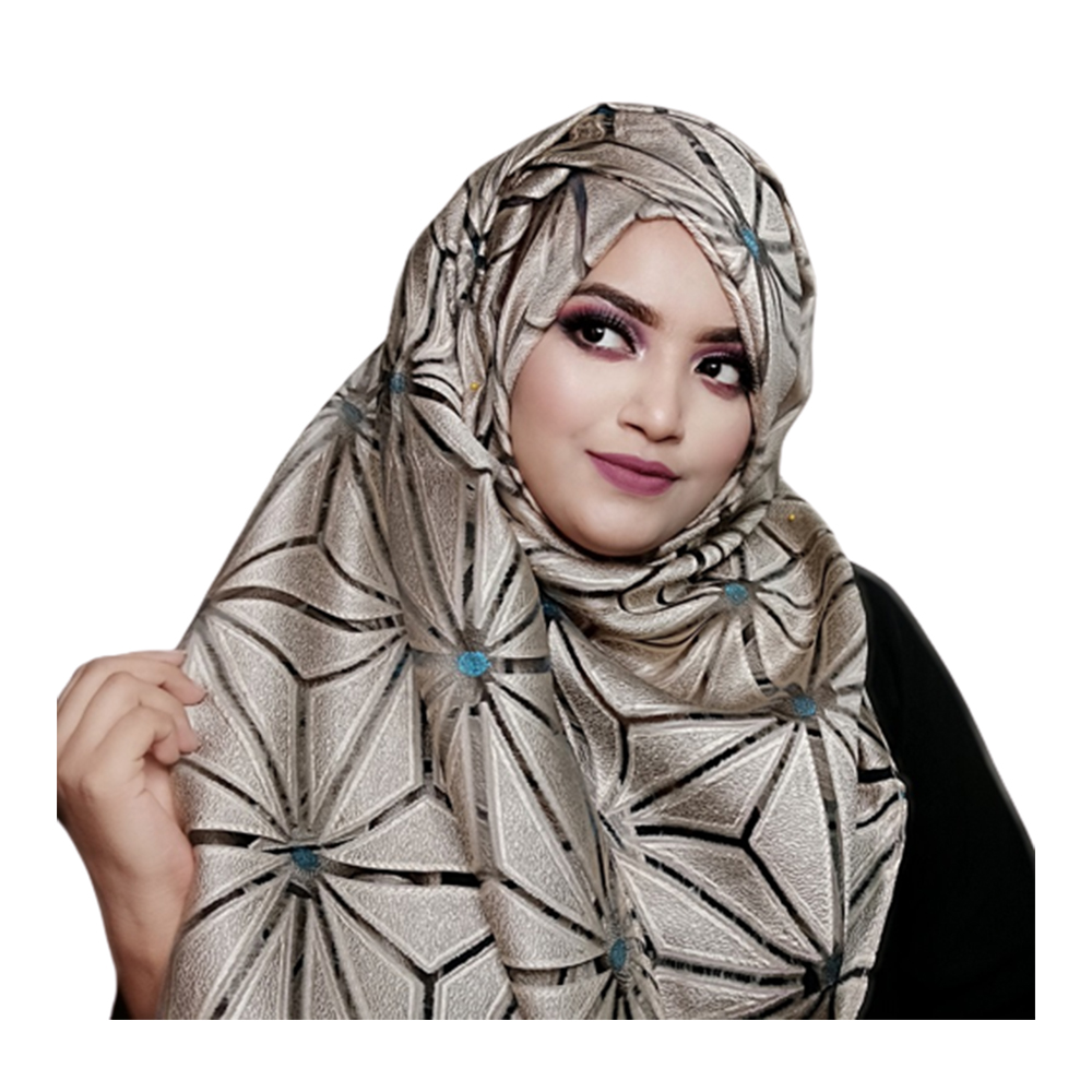 Tissue Cotton Stylish Tissue Net Hijab For Women - Golden