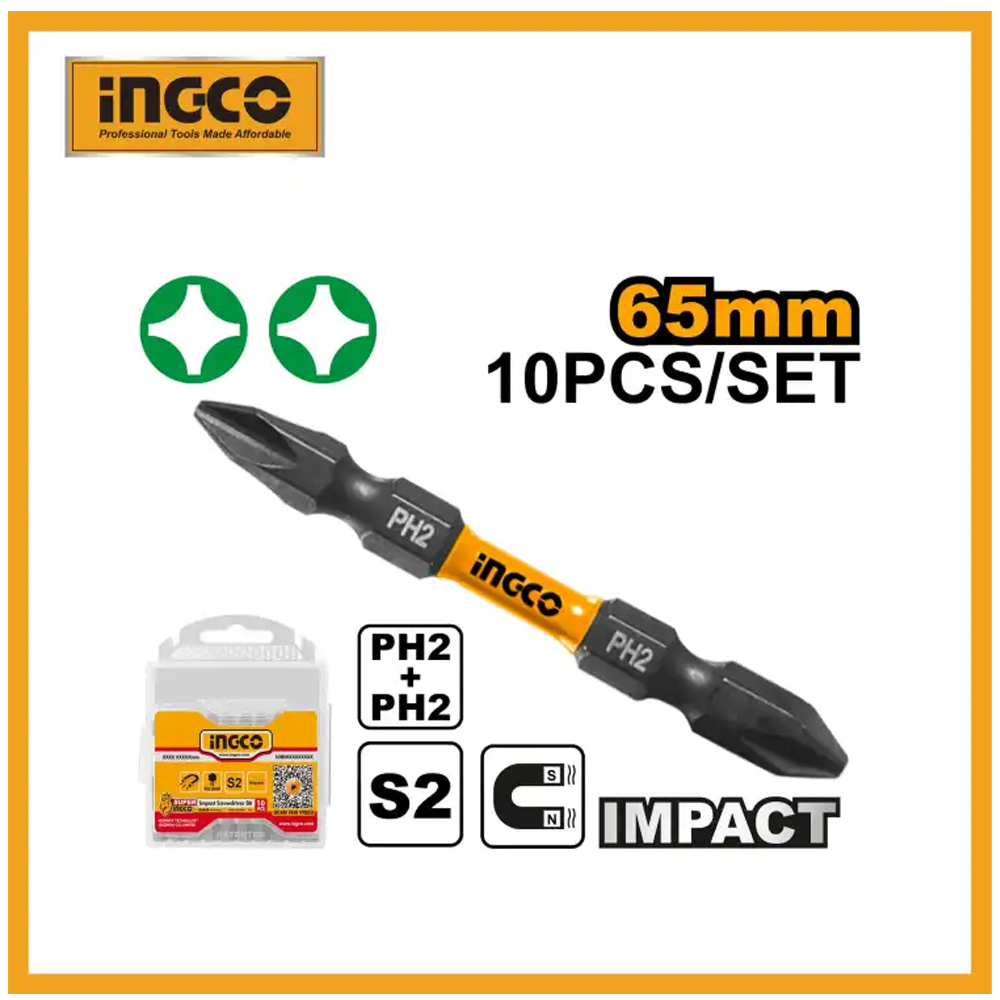 Ingco SDBIM21PH233 Impact Bits Screwdriver - 10 Pcs