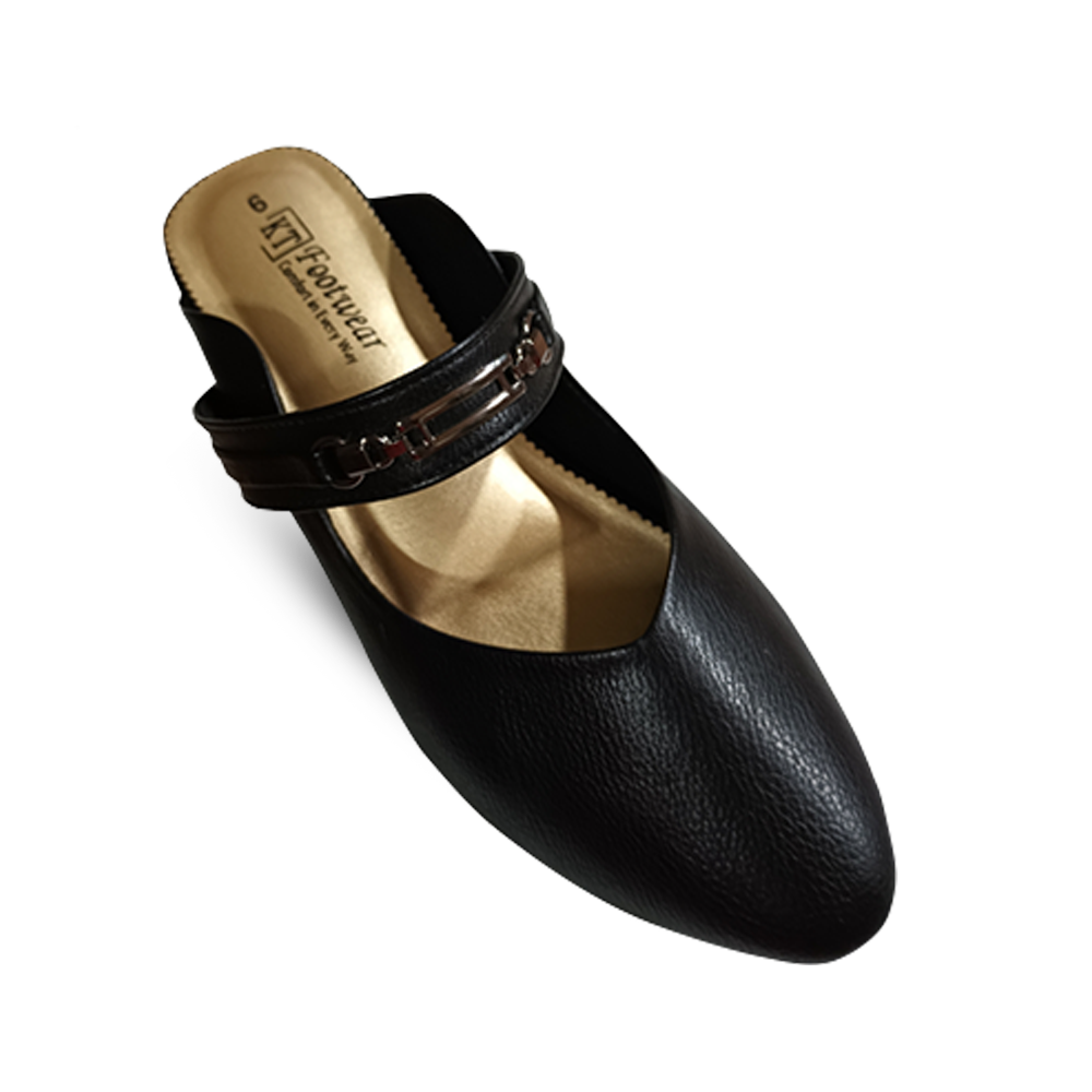 PU China Rexine Casual Flat Half Pump Shoes for Women - Black - KTF L48 