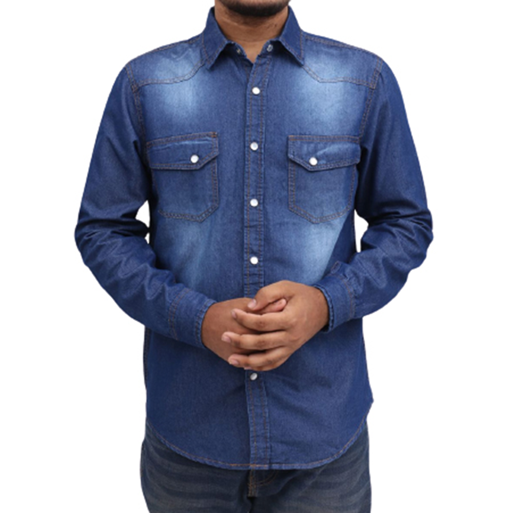 Denim Full Sleeve Shirt For Men - Blue - JS-02