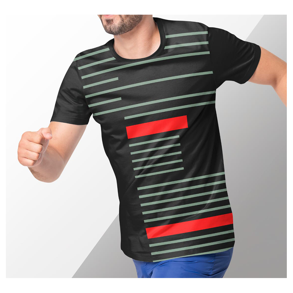 Cotton Half Sleeve Casual T-Shirt For Men - Black - FS15