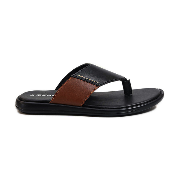 Zays Leather Sandal For Men - Black - ZA03