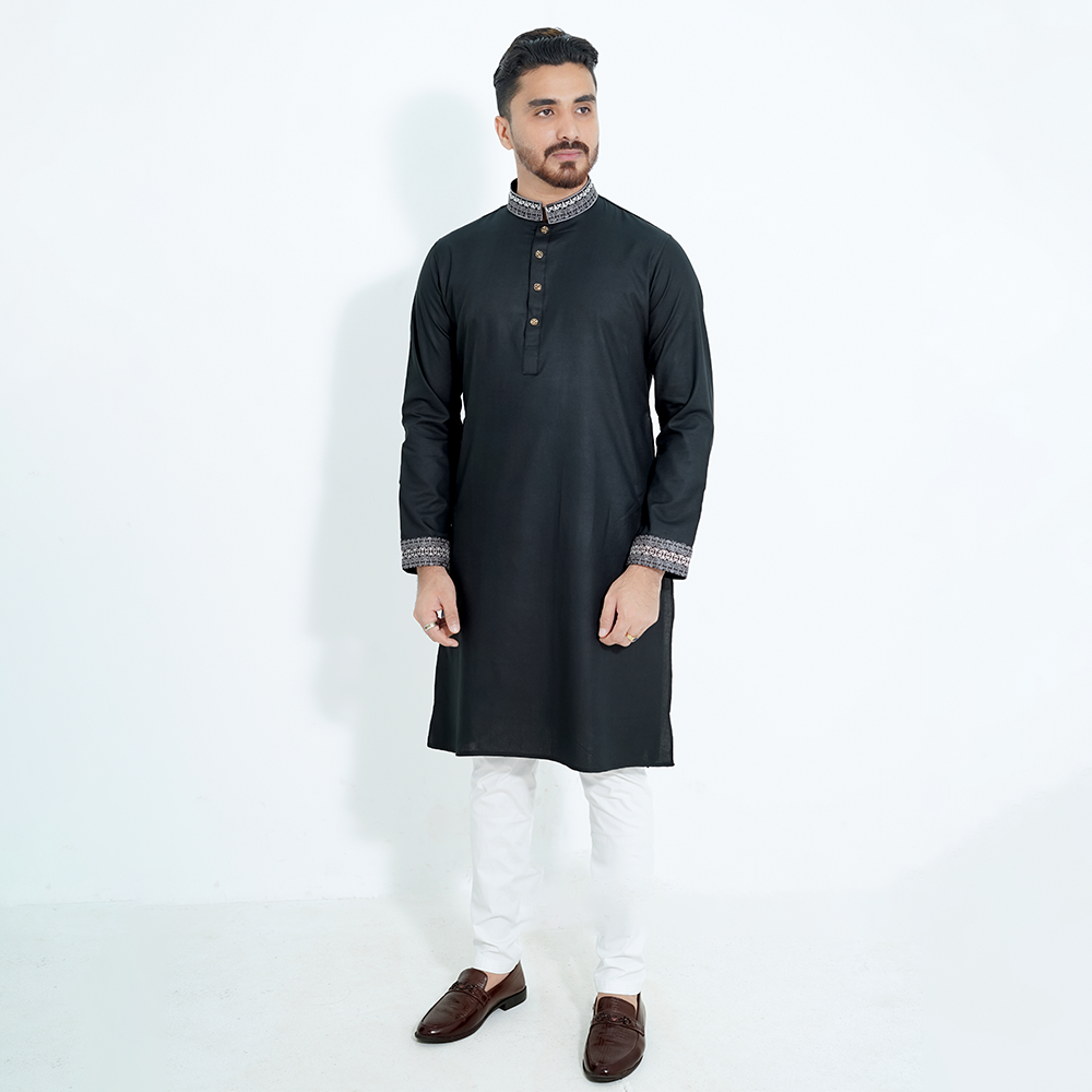 Premium Panjabi For Men - Black - 2535