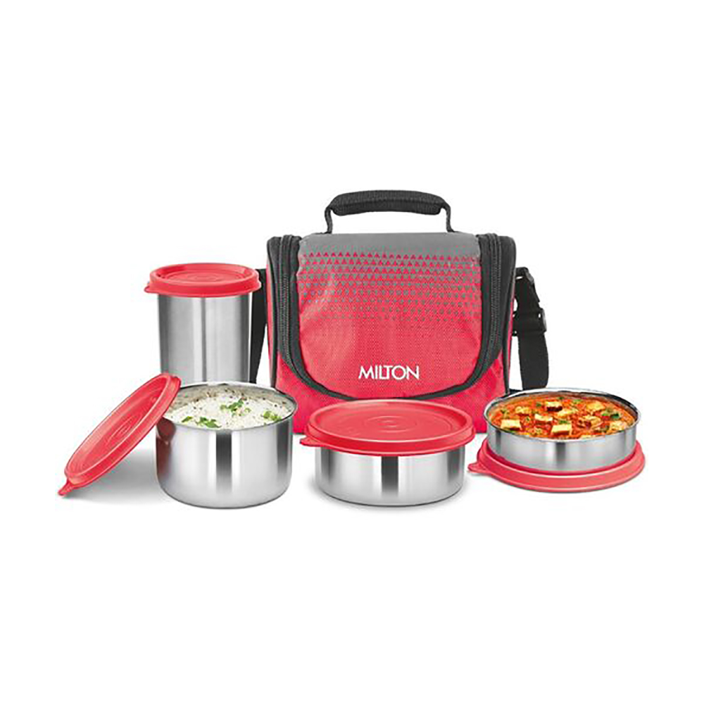 Milton Tasty Lunch 3 Combo 4 Containers Lunch Box 1400 ml Red