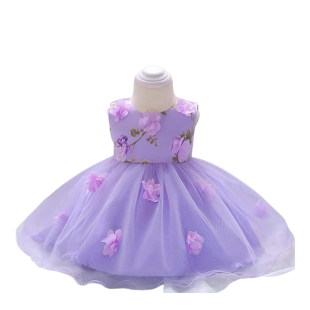Chiffon Georgette Net Party Dress For Babies - Purple - BD-03