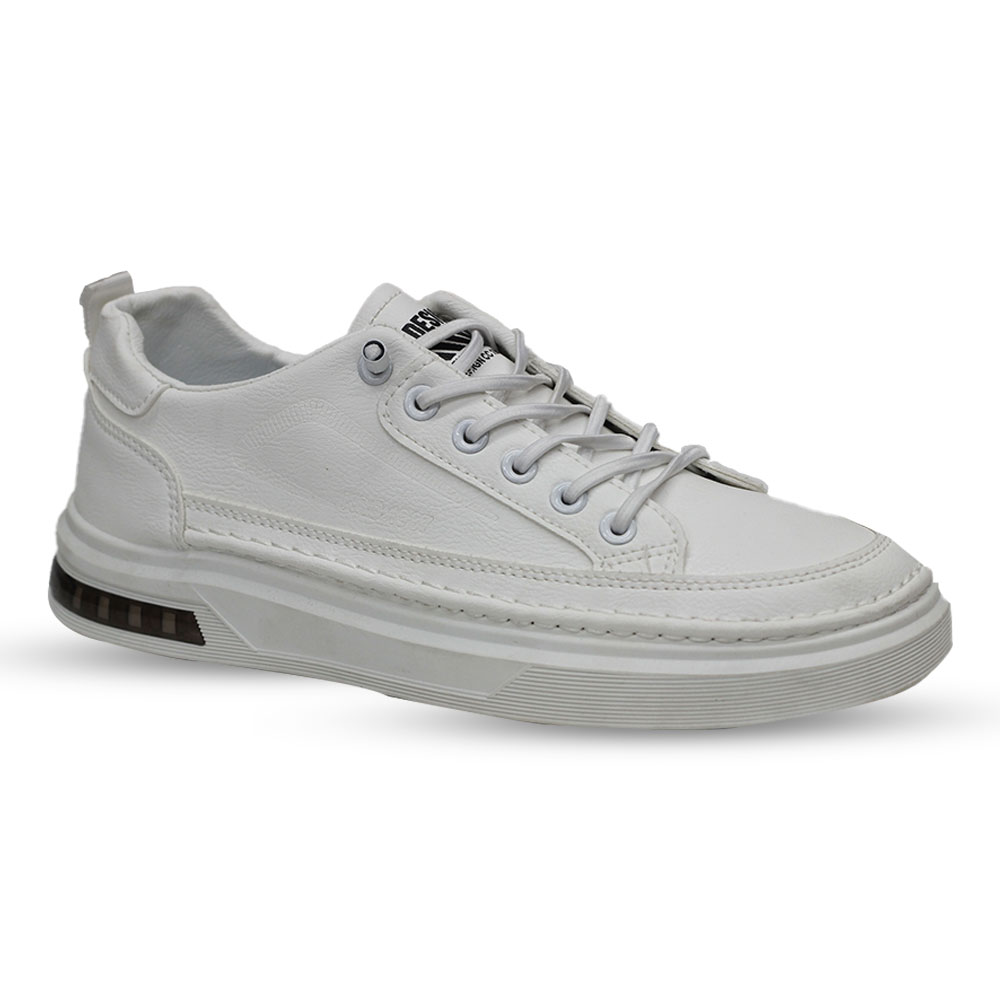 Pu Leather Sneakers For Men - White - Msk287