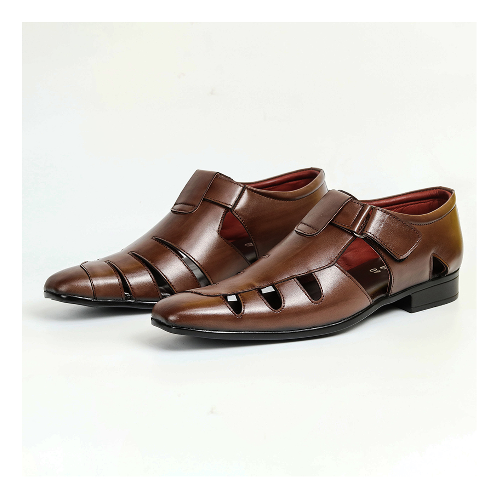 Zays Leather Sandal Shoe For Men - SF12 - Brown