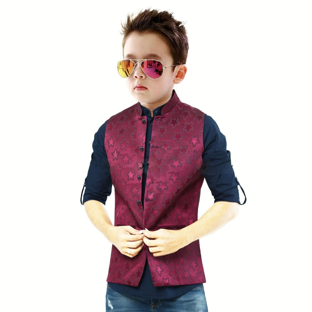 Synthetic Casual Koti For Baby Boy - Magenta - 03