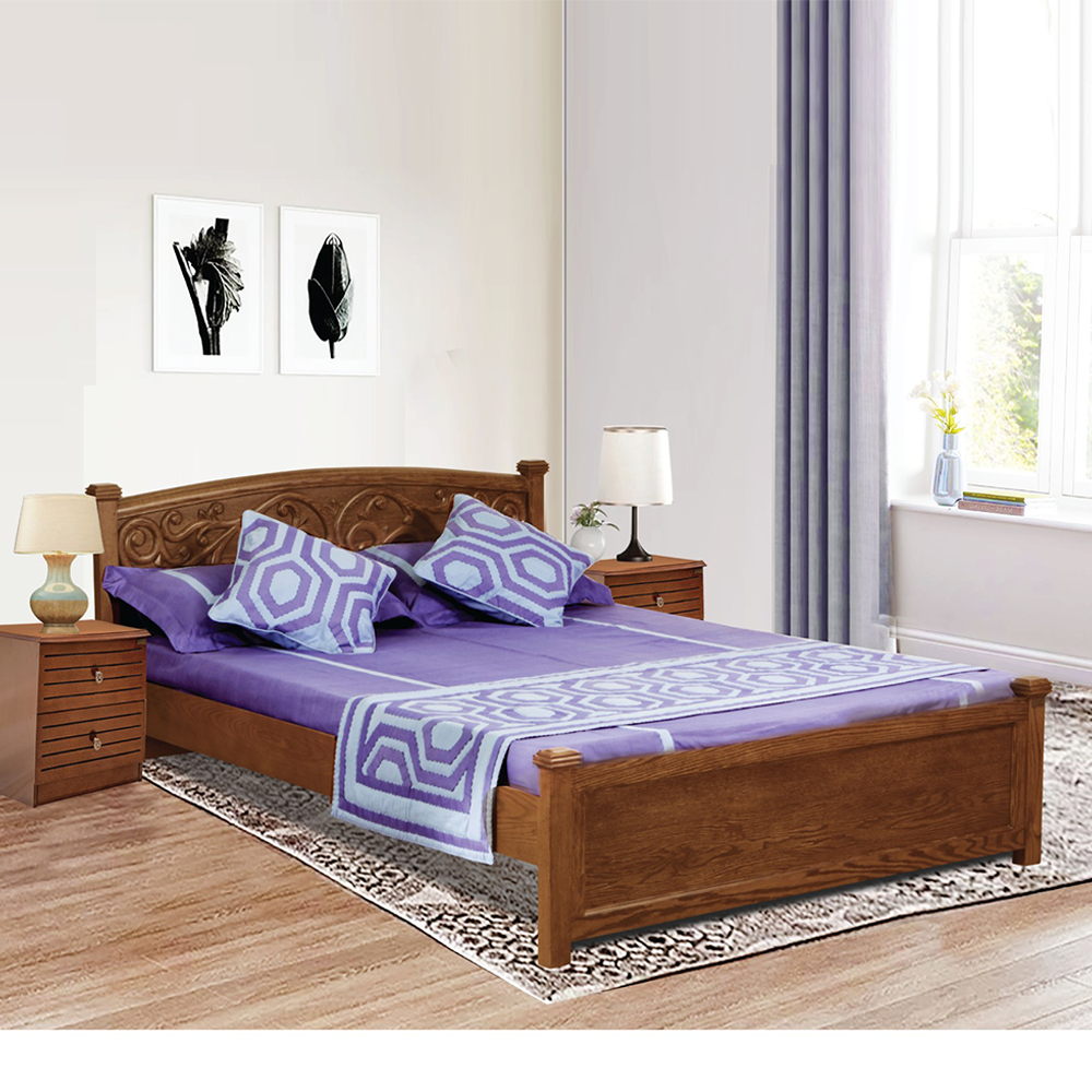 Delta Furnishers Beech and Veneered Process Wood Bed - Lacquer and Santa Fe - DIL-BED-108