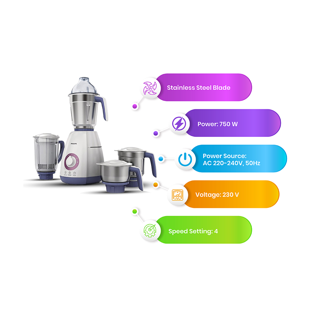Philips HL7699 Mixer Grinder 750W ‎White and Gray