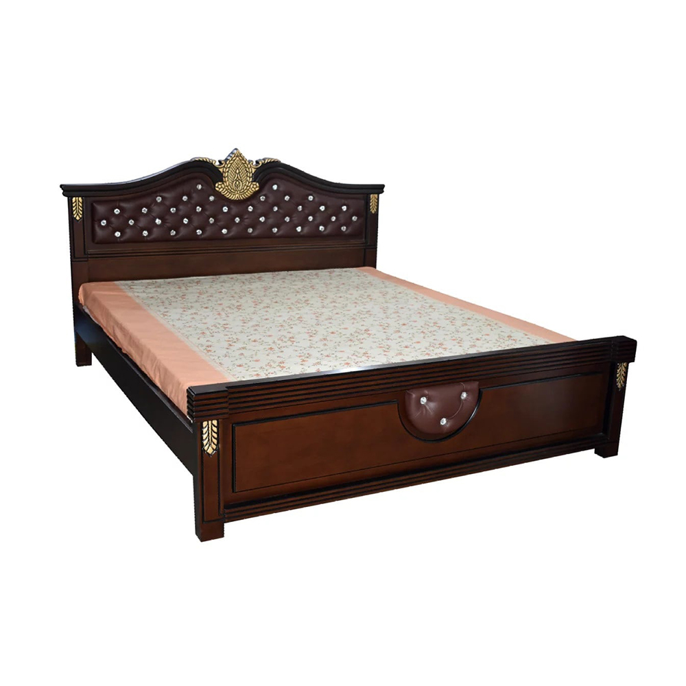 ZN -BD -43 Solid Wood Royal Beauty Bed - 5’X7’ - Antique