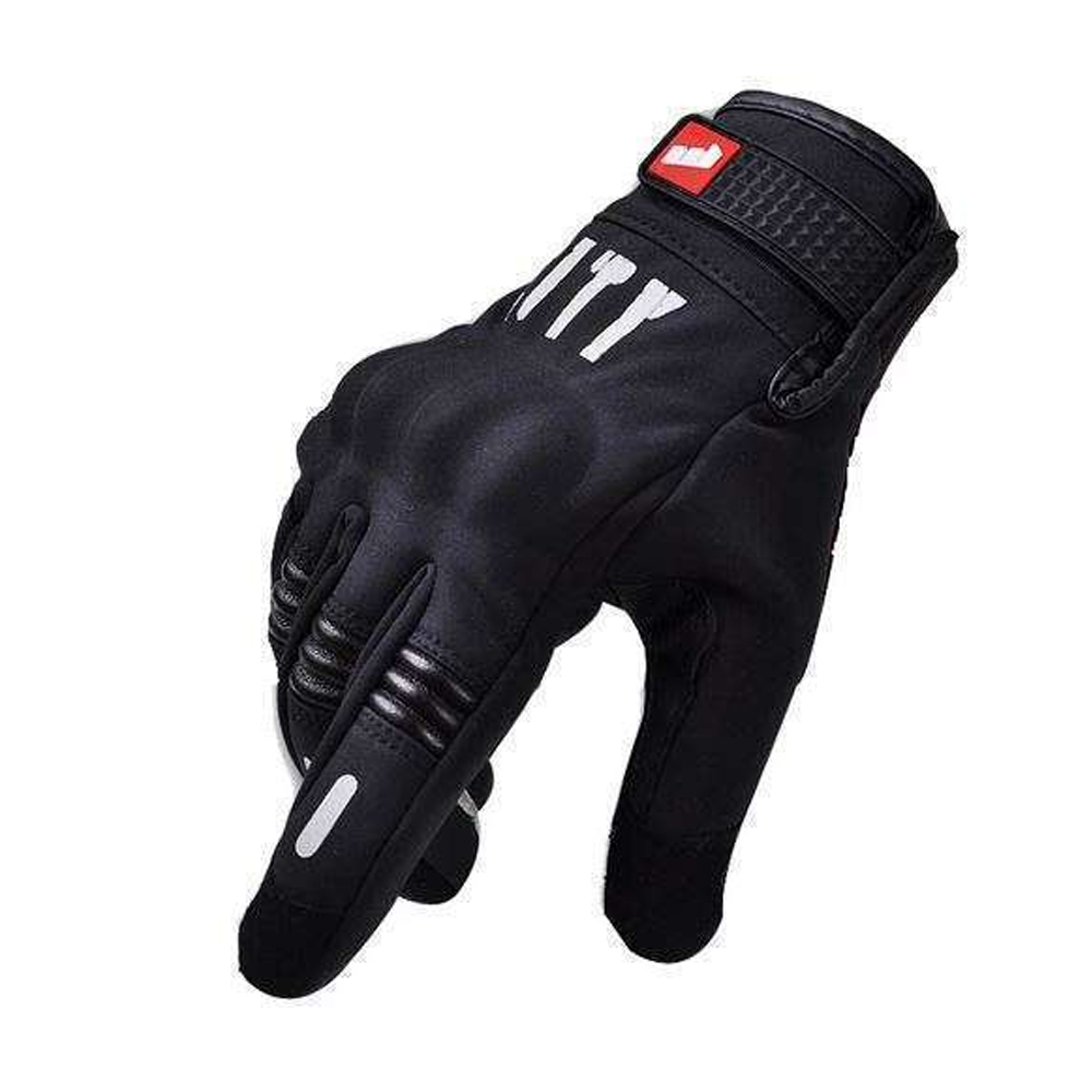 Madbiker Artificial Leather Touch Screen Racing Breathable City Motorcycle Riding Gloves - Black