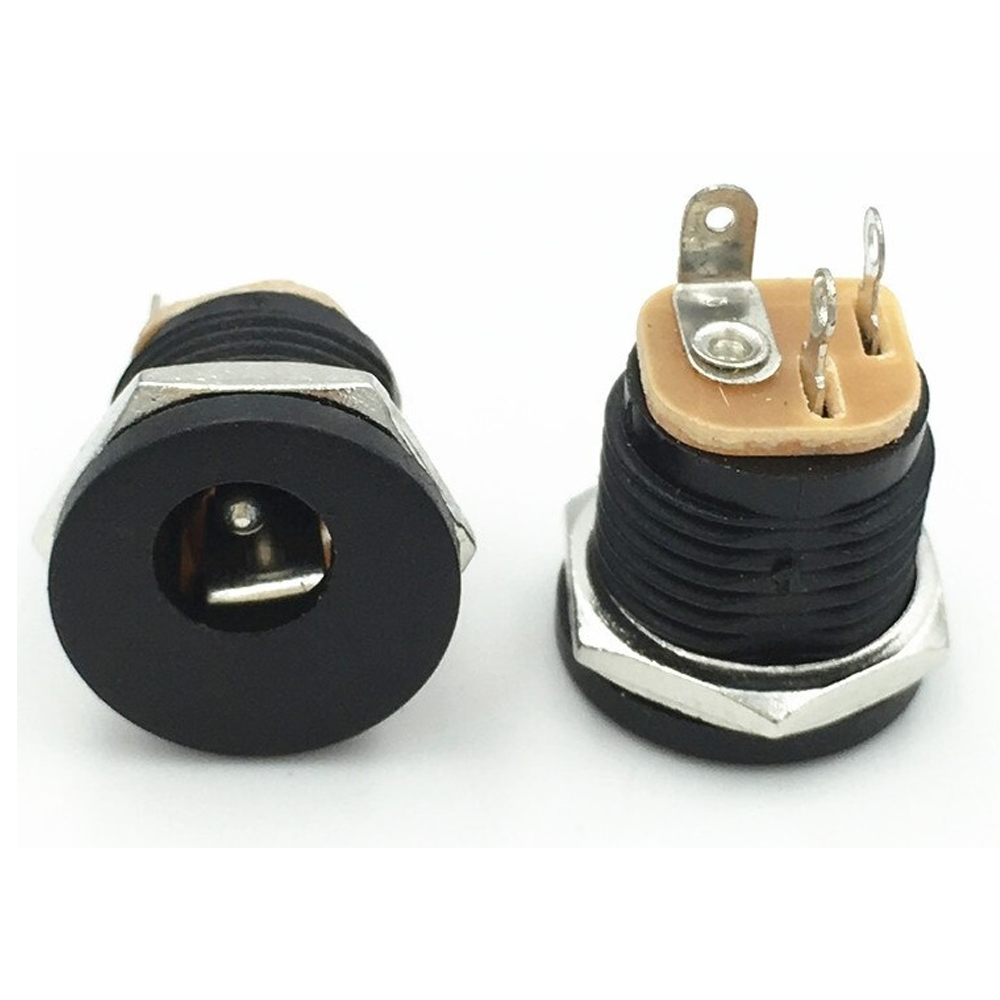 DC Female Jack Connector With Nut - 2 Pcs