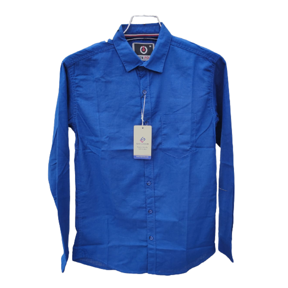 Oxford Cotton Full Sleeve Shirt For Men - Blue - OP64