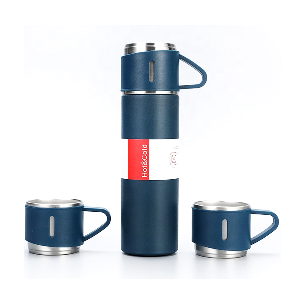 Stainless Steel Vacuum Flask Set With 3 Steel Cups Combo For Coffee Hot  Drink And Cold