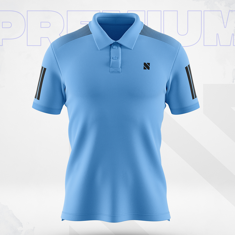 Mesh Sports Wear Short Sleeve Polo Shirt for Men - Sky Blue - NEX-DP-03