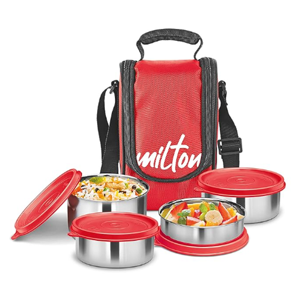 Milton Tasty 4 Stainless Steel Lunch Box - Red