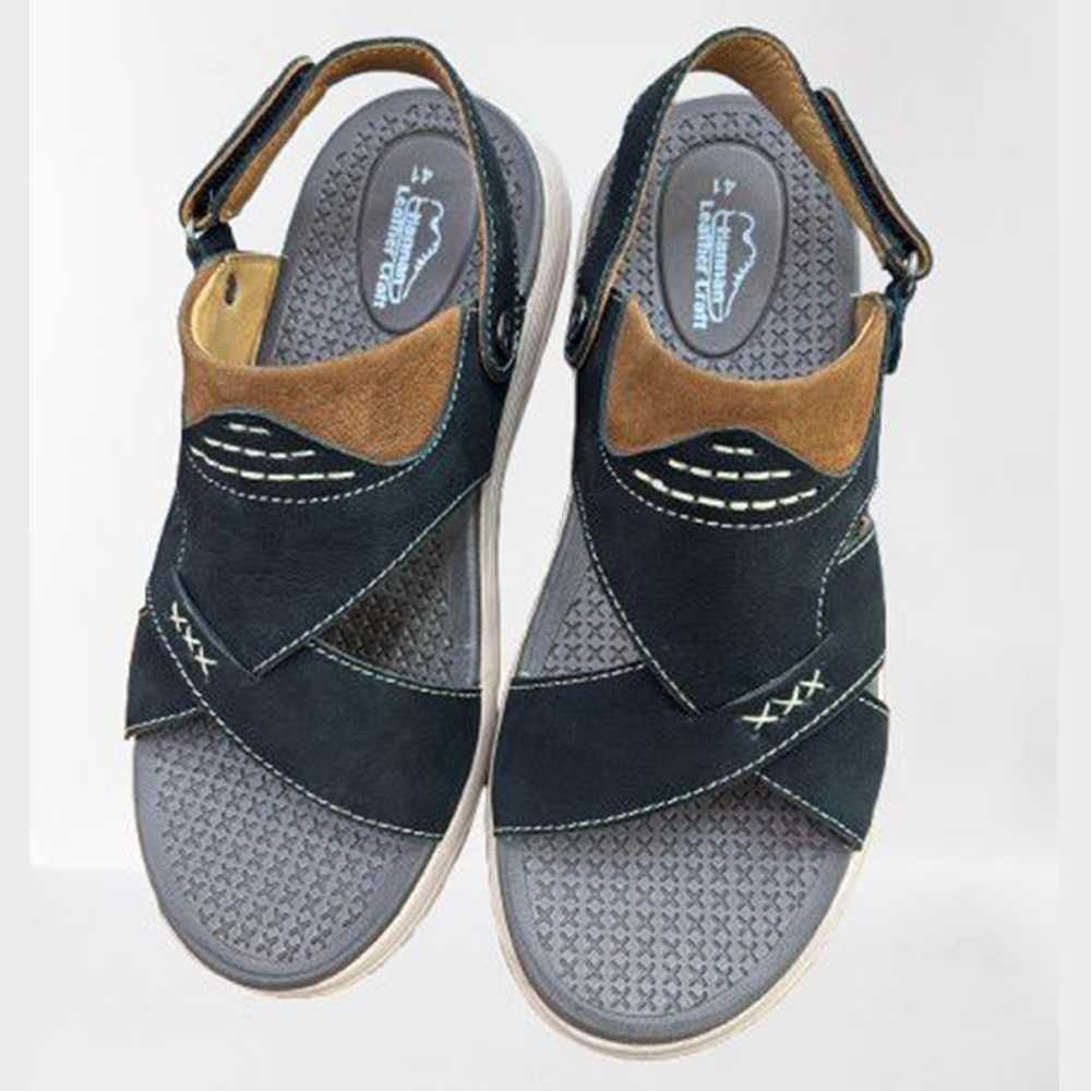 Leather Sandal For Men - Black - Eid6