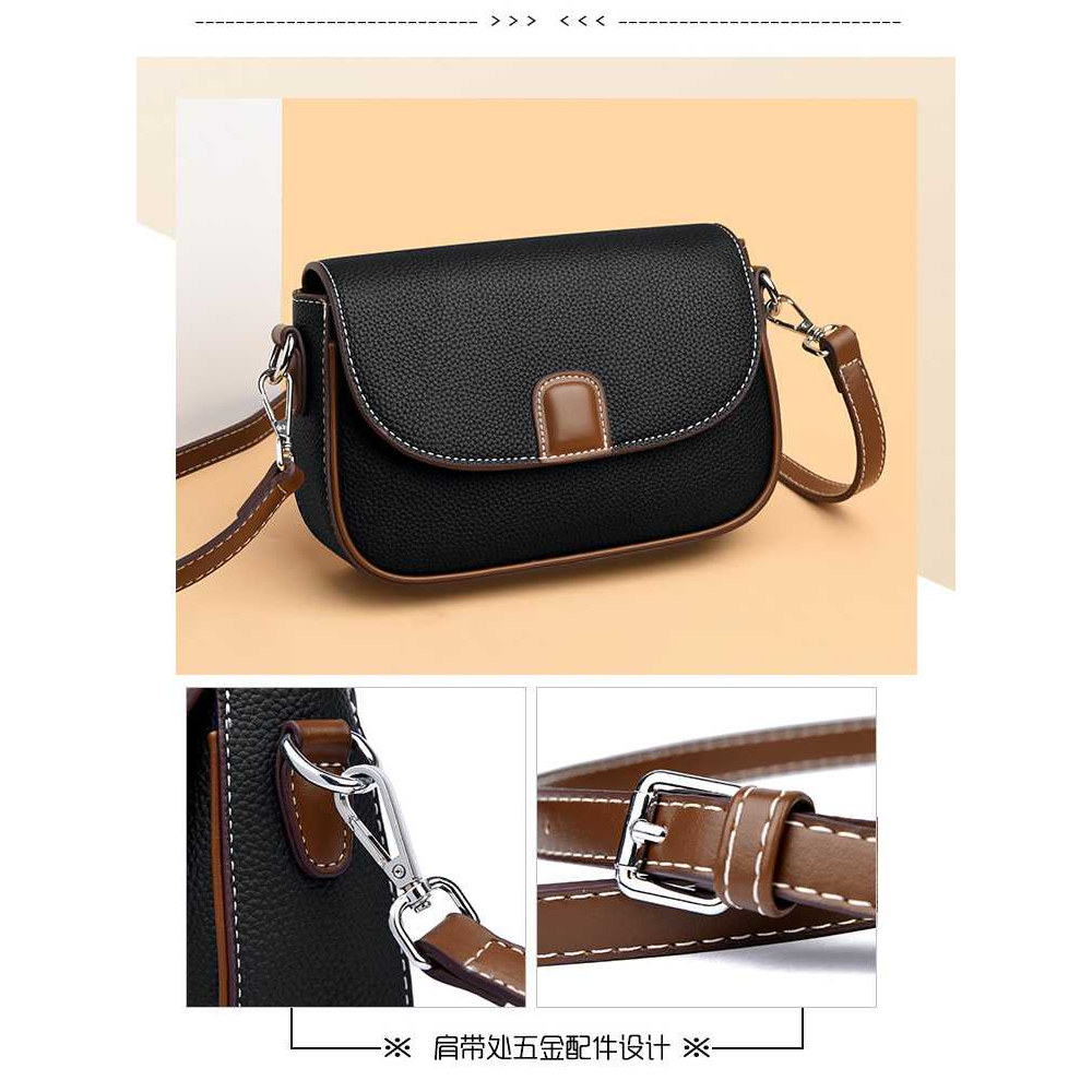 PU Leather Crossbody Hand Bag For Women - Black