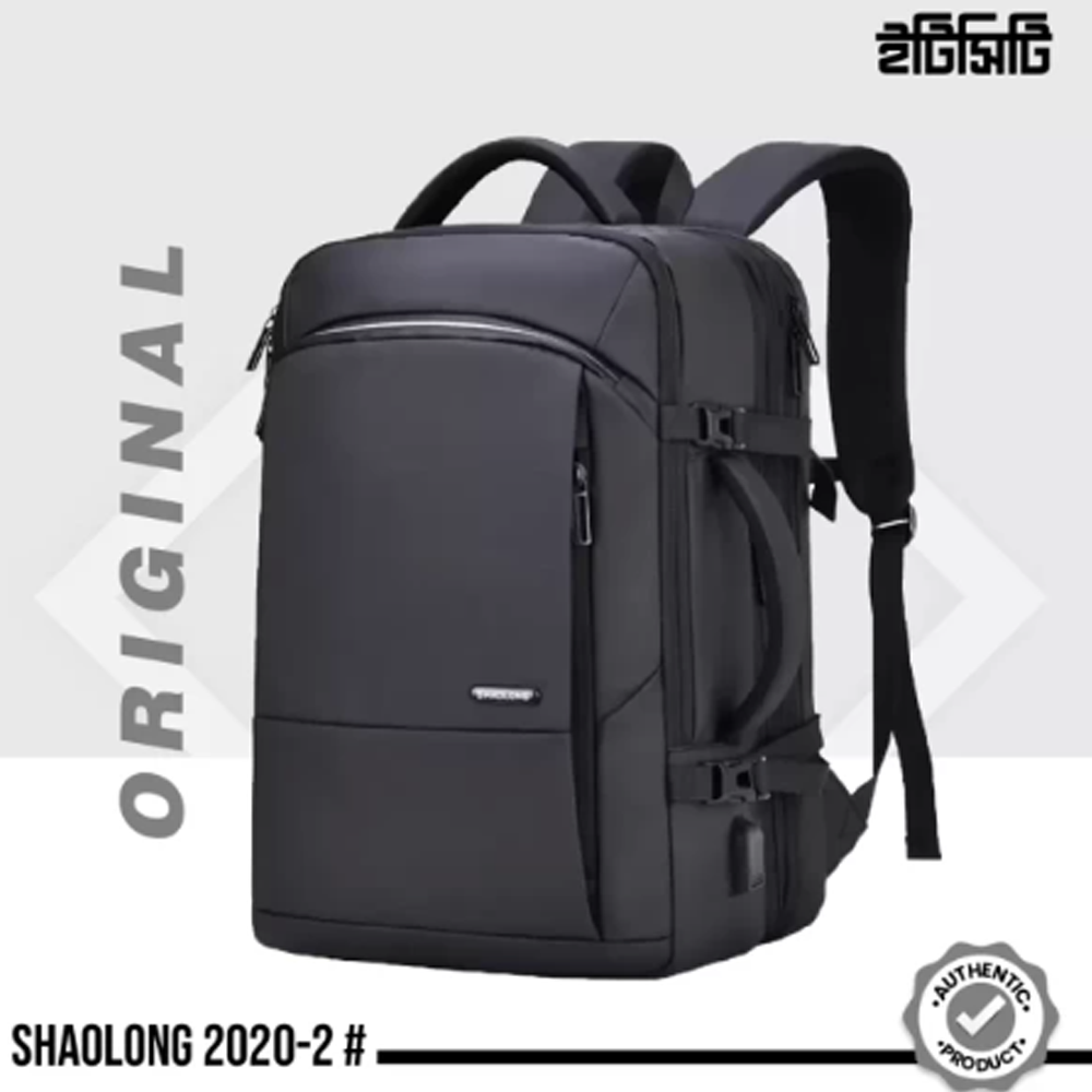 Shaolong 2020-2 Polyester Business Laptop Expandable Backpack - Black