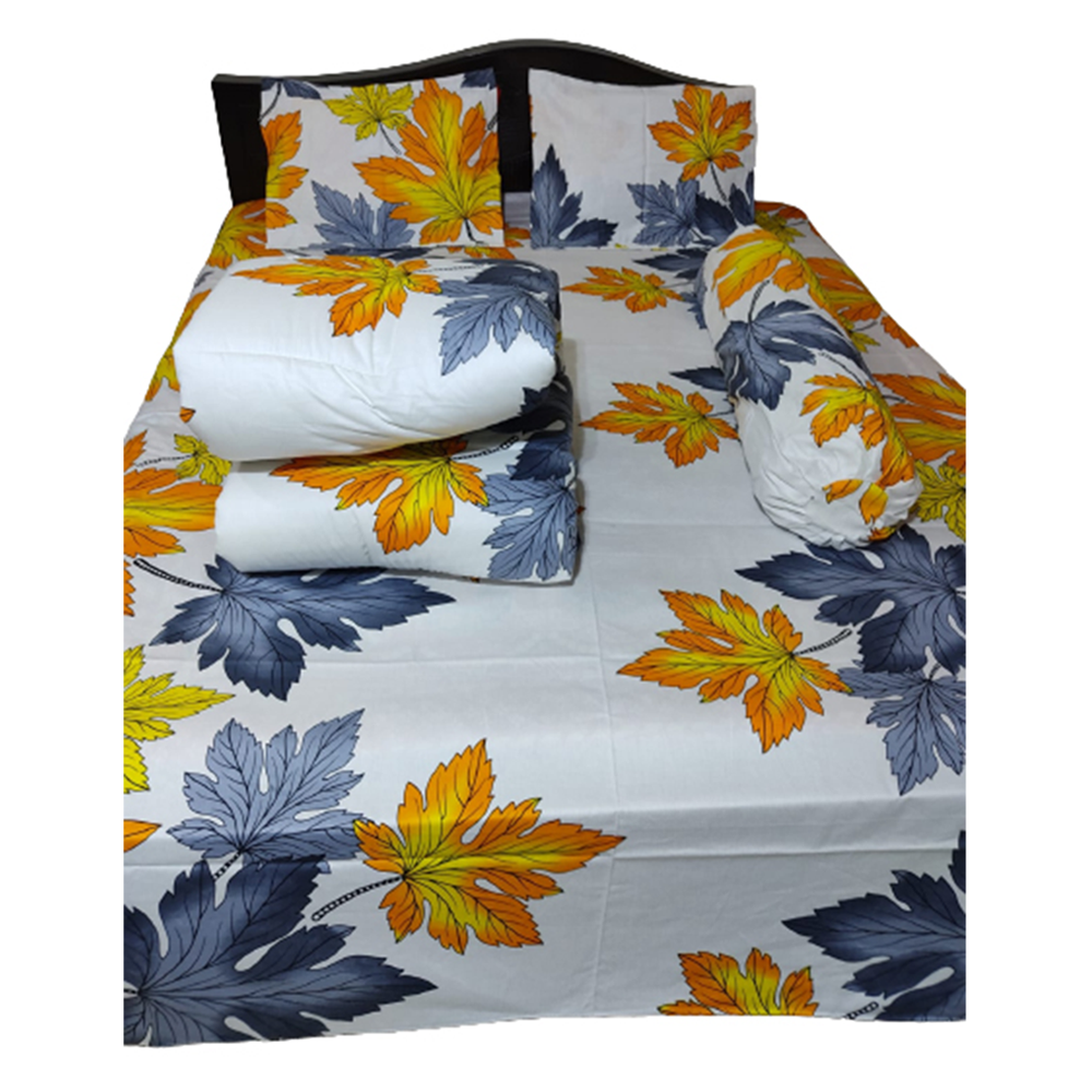 Twill Cotton King Size Five In One Comforter Set - Multicolor - CMT-015