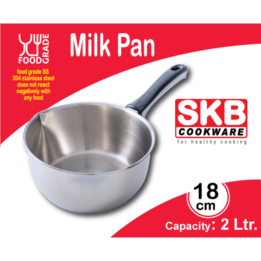 Milk Pan with Bakelite Long Handle- 18 cm - Silver - 2 Liter - Pot 1008