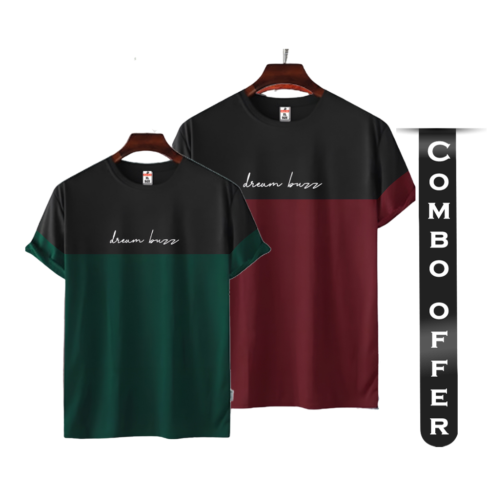 Combo Of Cotton Half Sleeve T-Shirt For Men - Red and Green - 1119