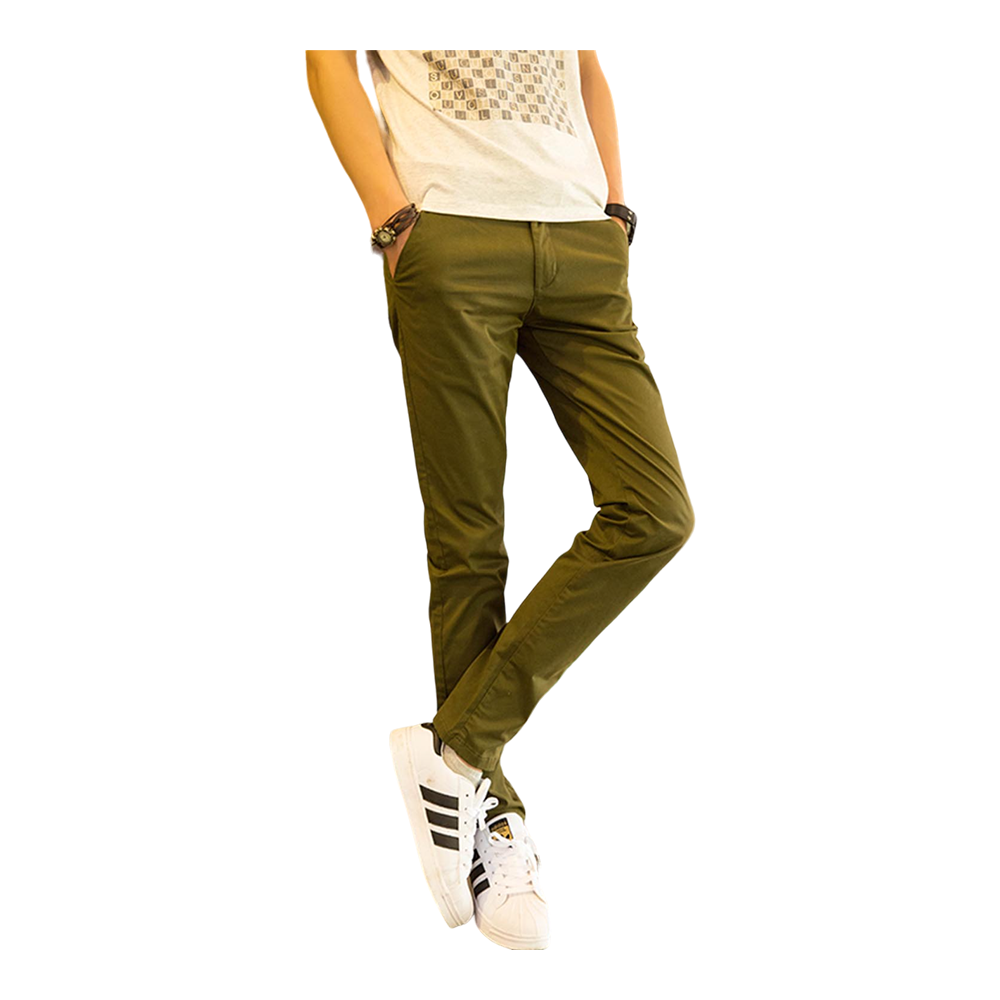 Cotton Chinos Gabardine Pant For Men - Olive - NZ-3175