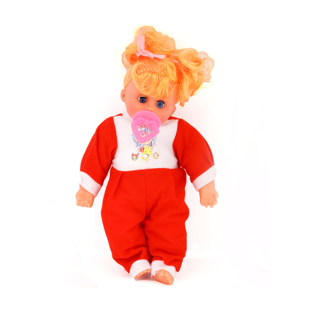 Soft Plush Little Crying Baby Barbie Doll With Beautiful Dress - Red