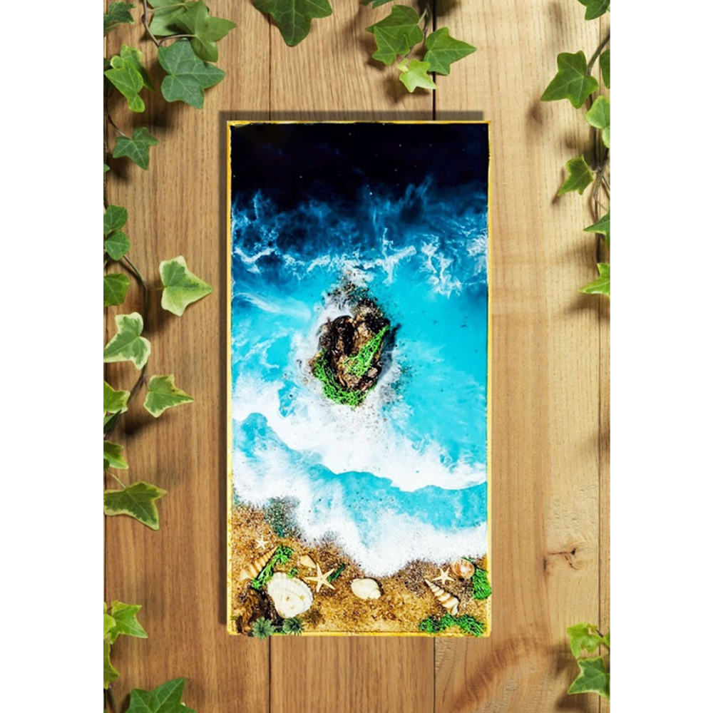 Resin Ocean Wall Canvas Art - 20 inch - Multicolor