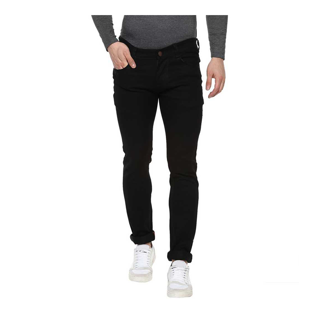 Cotton Semi Stretch Denim Jeans Pant For Men - Deep Black - NZ-13016