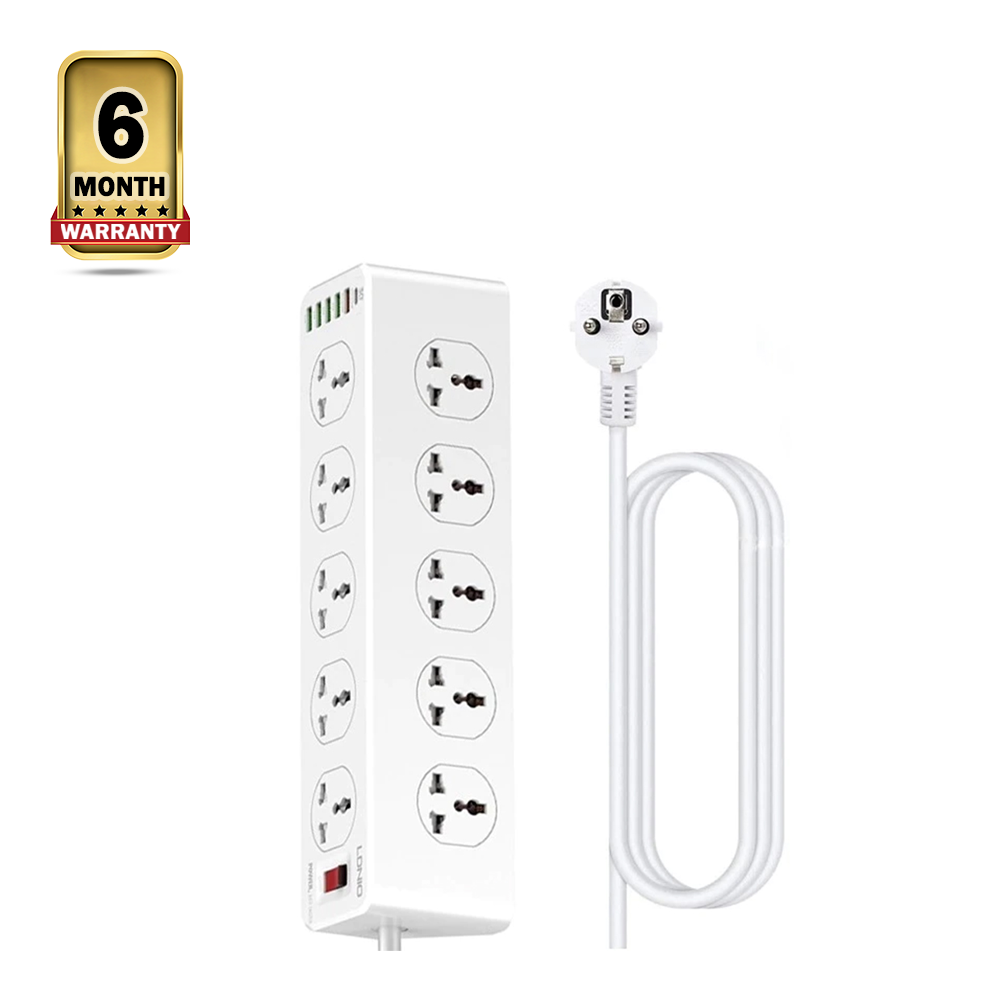 LDNIO SC10610 30W 6-Port USB 10 Socket Charger Power Strip - White