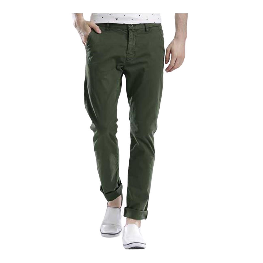 Cotton Chinos Gabardine Pant For Men - Olive - NZ-3108