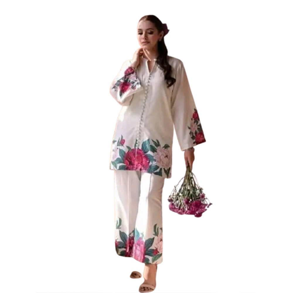 Dubai Silk Digital Printed Readymade Salwar Kameez For Women - Multicolor - 2F-017