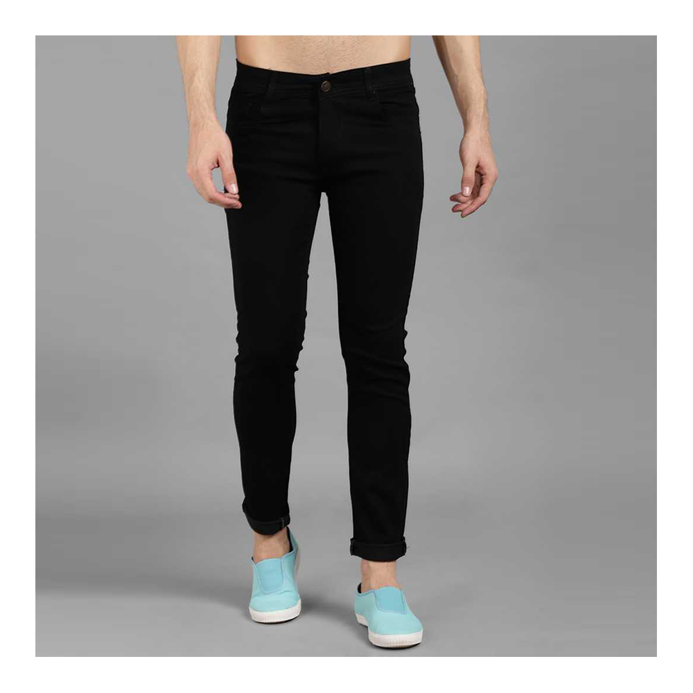 Cotton Semi Stretch Denim Jeans Pant For Men - Deep Black - NZ-13038