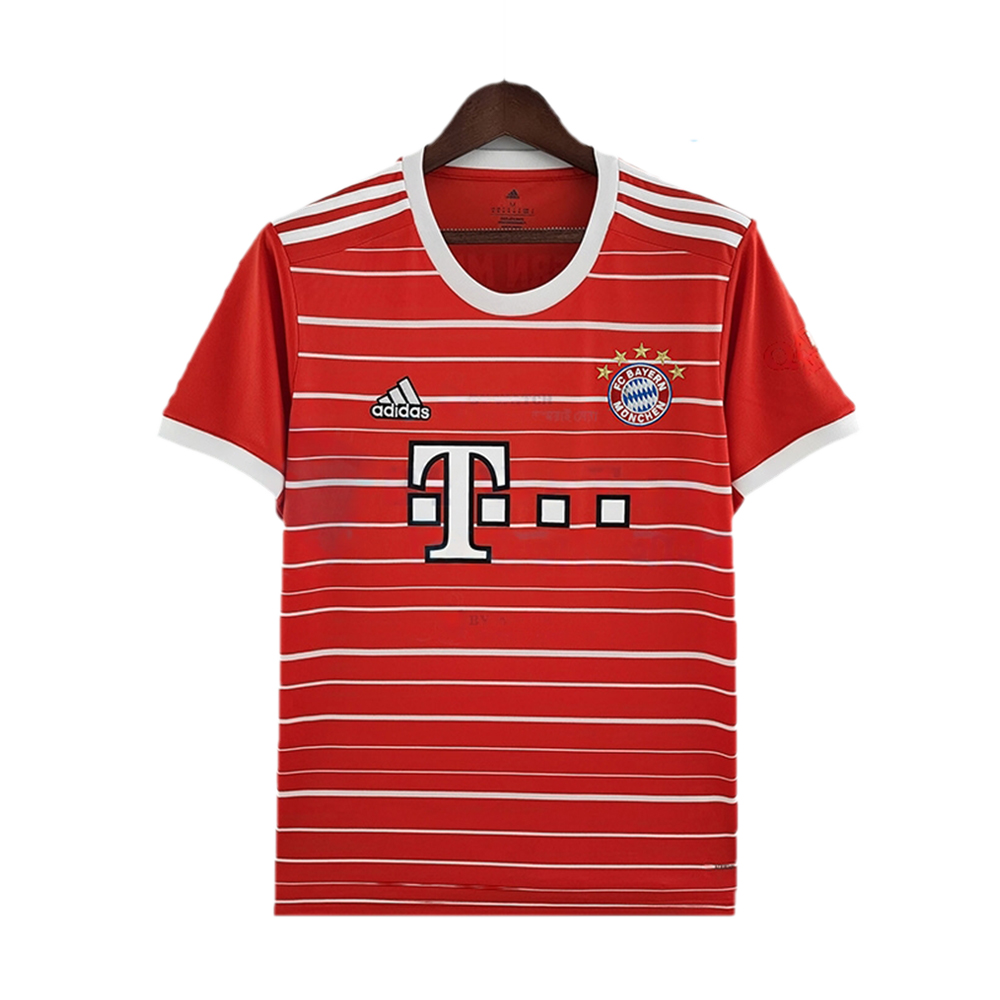 Bayern Munich Mesh Cotton Short Sleeve Home Jersey For Unisex - Red - Bayern H1