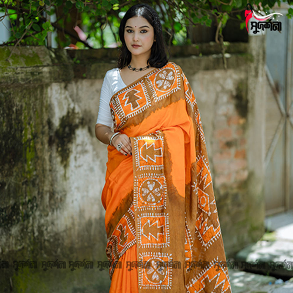 Vegetable Silk Batik Saree - 018