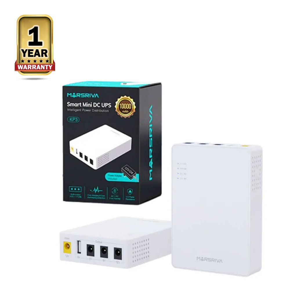 Marsriva KP3 Smart Mini DC UPS for Router - 10000mAh - White