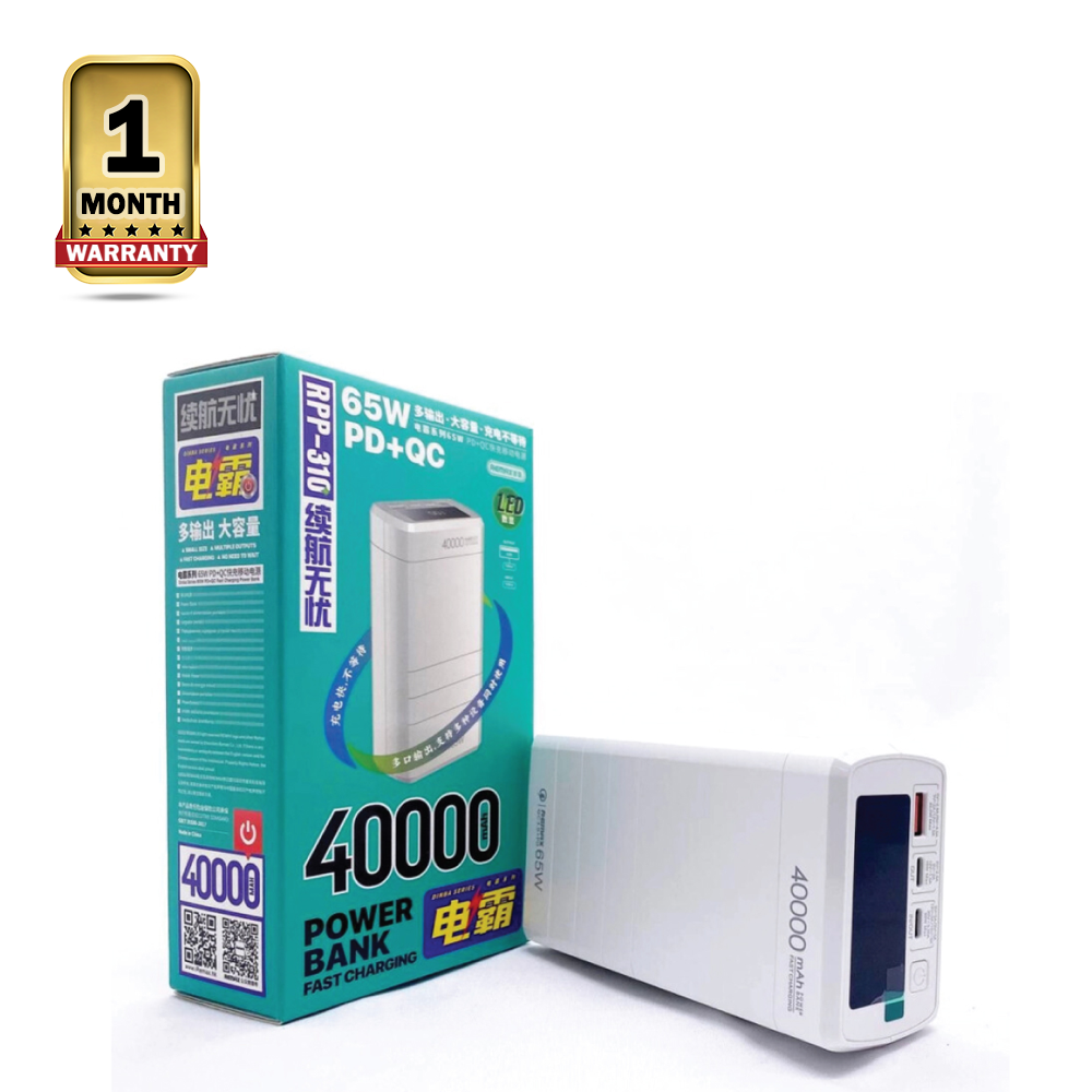 REMAX RPP-310 Dinba Series 65W PD+QC Fast Charging Power Bank - 40000mAh - White