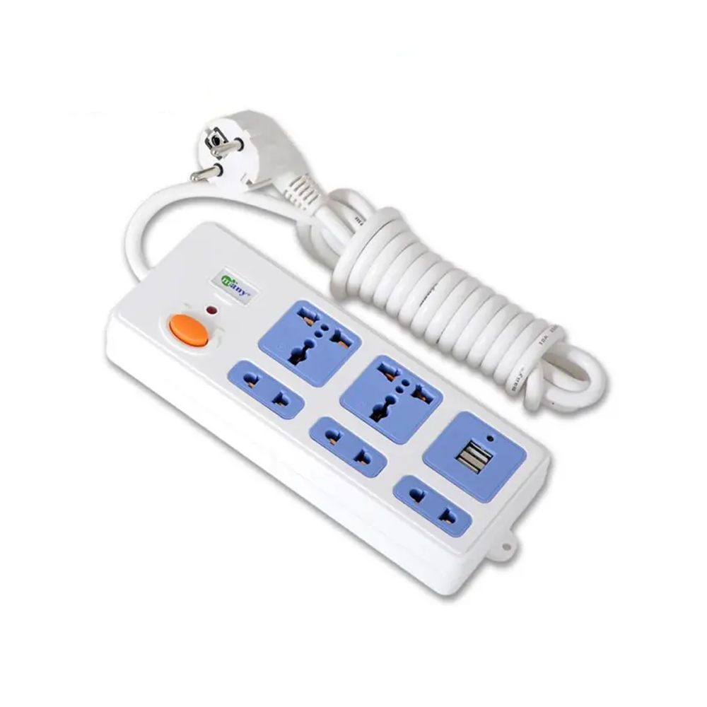 Many MTS-306 2Pin 5 Port 2 Way USB Multiplug - 3 Meter